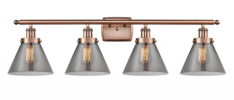 Cone - 4 Light - 38 inch - Antique Copper - Bath Vanity Light (3442|916-4W-AC-G43-LED)