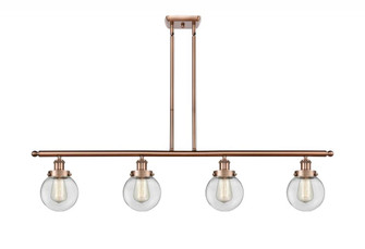 Beacon - 4 Light - 48 inch - Antique Copper - Stem Hung - Island Light (3442|916-4I-AC-G202-6-LED)