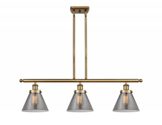 Cone - 3 Light - 36 inch - Brushed Brass - Stem Hung - Island Light (3442|916-3I-BB-G43)