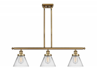 Cone - 3 Light - 36 inch - Brushed Brass - Stem Hung - Island Light (3442|916-3I-BB-G42-LED)