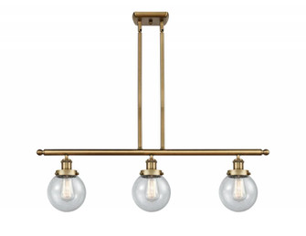 Beacon - 3 Light - 36 inch - Brushed Brass - Stem Hung - Island Light (3442|916-3I-BB-G204-6-LED)