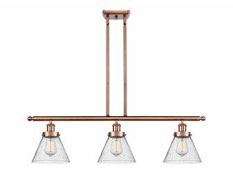 Cone - 3 Light - 36 inch - Antique Copper - Stem Hung - Island Light (3442|916-3I-AC-G44-LED)