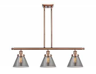 Cone - 3 Light - 36 inch - Antique Copper - Stem Hung - Island Light (3442|916-3I-AC-G43-LED)