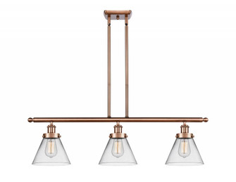 Cone - 3 Light - 36 inch - Antique Copper - Stem Hung - Island Light (3442|916-3I-AC-G42-LED)