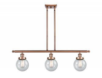 Beacon - 3 Light - 36 inch - Antique Copper - Stem Hung - Island Light (3442|916-3I-AC-G204-6-LED)