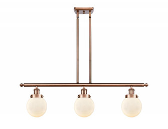 Beacon - 3 Light - 36 inch - Antique Copper - Stem Hung - Island Light (3442|916-3I-AC-G201-6-LED)