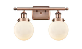 Beacon - 2 Light - 16 inch - Antique Copper - Bath Vanity Light (3442|916-2W-AC-G201-6-LED)
