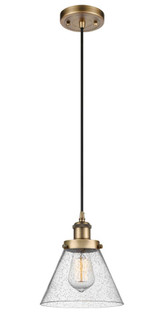Cone - 1 Light - 8 inch - Brushed Brass - Cord hung - Mini Pendant (3442|916-1P-BB-G44-LED)