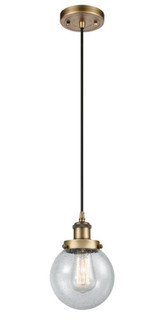 Beacon - 1 Light - 6 inch - Brushed Brass - Cord hung - Mini Pendant (3442|916-1P-BB-G204-6-LED)