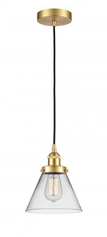 Cone - 1 Light - 8 inch - Satin Gold - Cord hung - Mini Pendant (3442|616-1PH-SG-G42-LED)
