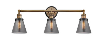 Cone - 3 Light - 30 inch - Brushed Brass - Bath Vanity Light (3442|205BB-BPBK-HRBK-G63)