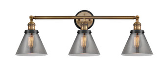 Cone - 3 Light - 32 inch - Brushed Brass - Bath Vanity Light (3442|205BB-BPBK-HRBK-G43)