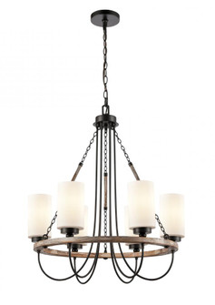 Paladin - 6 Light - 25 inch - Matte Black - Chain Hung - Chandelier (3442|442-6CR-BK-W-LED)
