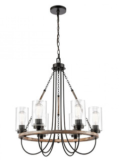 Paladin - 6 Light - 25 inch - Matte Black - Chain Hung - Chandelier (3442|442-6CR-BK-CL-LED)