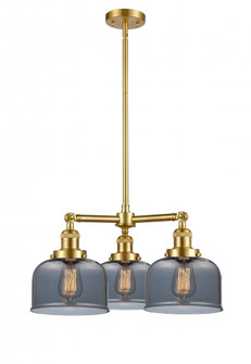 Bell - 3 Light - 22 inch - Satin Gold - Stem Hung - Chandelier (3442|207-SG-G73)