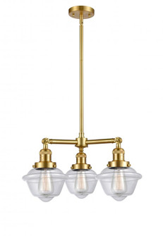 Oxford - 3 Light - 20 inch - Satin Gold - Stem Hung - Chandelier (3442|207-SG-G532-LED)