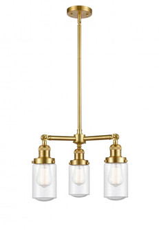 Dover - 3 Light - 17 inch - Satin Gold - Stem Hung - Chandelier (3442|207-SG-G314-LED)