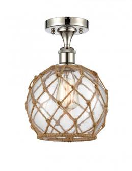 Farmhouse Rope - 1 Light - 8 inch - Polished Nickel - Semi-Flush Mount (3442|516-1C-PN-G122-8RB-LED)