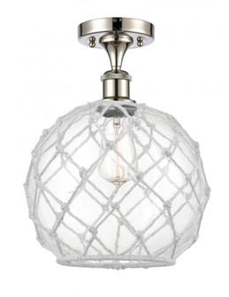 Farmhouse Rope - 1 Light - 10 inch - Polished Nickel - Semi-Flush Mount (3442|516-1C-PN-G122-10RW)