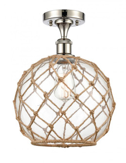 Farmhouse Rope - 1 Light - 10 inch - Polished Nickel - Semi-Flush Mount (3442|516-1C-PN-G122-10RB)