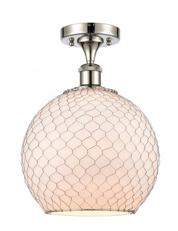 Farmhouse Chicken Wire - 1 Light - 10 inch - Polished Nickel - Semi-Flush Mount (3442|516-1C-PN-G121-10CSN)