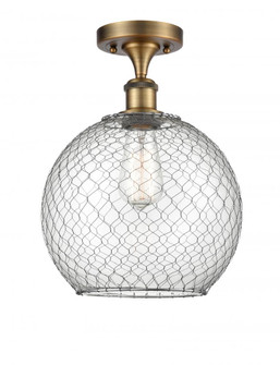 Farmhouse Chicken Wire - 1 Light - 10 inch - Brushed Brass - Semi-Flush Mount (3442|516-1C-BB-G122-10CSN-LED)
