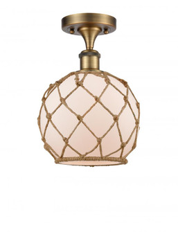 Farmhouse Rope - 1 Light - 8 inch - Brushed Brass - Semi-Flush Mount (3442|516-1C-BB-G121-8RB-LED)
