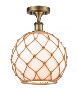 Farmhouse Rope - 1 Light - 10 inch - Brushed Brass - Semi-Flush Mount (3442|516-1C-BB-G121-10RB)