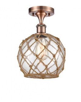 Farmhouse Rope - 1 Light - 8 inch - Antique Copper - Semi-Flush Mount (3442|516-1C-AC-G122-8RB)