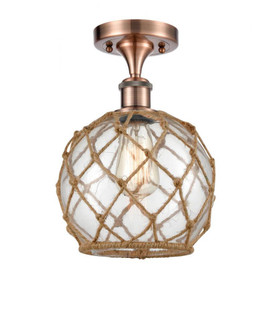 Farmhouse Rope - 1 Light - 8 inch - Antique Copper - Semi-Flush Mount (3442|516-1C-AC-G122-8RB-LED)