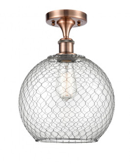 Farmhouse Chicken Wire - 1 Light - 10 inch - Antique Copper - Semi-Flush Mount (3442|516-1C-AC-G122-10CSN)