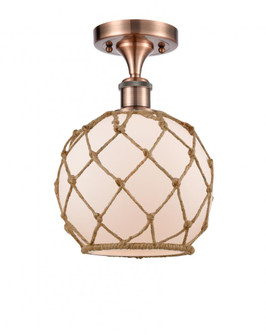 Farmhouse Rope - 1 Light - 8 inch - Antique Copper - Semi-Flush Mount (3442|516-1C-AC-G121-8RB)