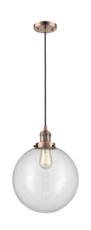 Beacon - 1 Light - 12 inch - Antique Copper - Cord hung - Mini Pendant (3442|201C-AC-G202-12-LED)