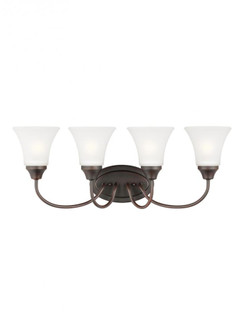 Holman traditional 4-light indoor dimmable bath vanity wall sconce in bronze finish with satin etche (38|44808-710)