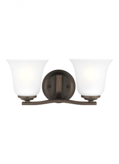 Emmons traditional 2-light LED indoor dimmable bath vanity wall sconce in bronze finish with satin e (38|4439002EN3-710)