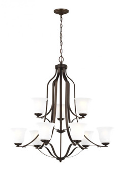 Emmons traditional 9-light LED indoor dimmable ceiling chandelier pendant light in bronze finish wit (38|3139009EN3-710)