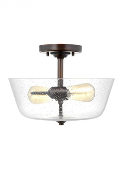 Belton transitional 2-light indoor dimmable ceiling semi-flush mount in bronze finish with clear see (38|7714502-710)