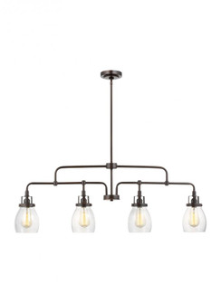 Belton transitional 4-light indoor dimmable linear ceiling chandelier pendant light in bronze finish (38|6614504-710)