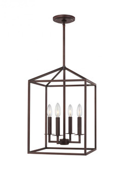 Perryton transitional 4-light indoor dimmable small ceiling pendant hanging chandelier light in bron (38|5215004-710)