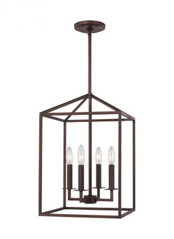 Perryton transitional 4-light LED indoor dimmable small ceiling pendant hanging chandelier light in (38|5215004EN-710)