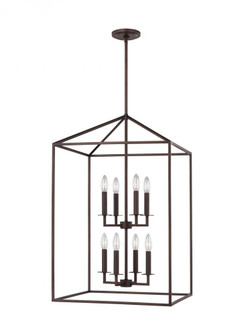 Perryton transitional 8-light indoor dimmable large ceiling pendant hanging chandelier light in bron (38|5115008-710)