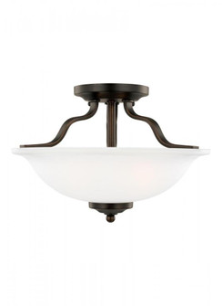 Emmons traditional 2-light LED indoor dimmable ceiling semi-flush mount in bronze finish with satin (38|7739002EN3-710)