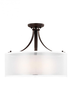 Elmwood Park traditional 3-light LED indoor dimmable ceiling semi-flush mount in bronze finish with (38|7737303EN3-710)