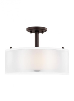 Elmwood Park traditional 2-light LED indoor dimmable ceiling semi-flush mount in bronze finish with (38|7737302EN3-710)