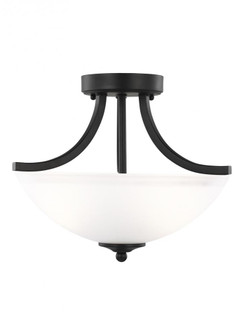 Geary transitional 2-light LED indoor dimmable ceiling flush mount fixture in midnight black finish (38|7716502EN3-112)