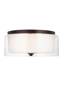 Elmwood Park traditional 2-light LED indoor dimmable ceiling semi-flush mount in bronze finish with (38|7537302EN3-710)