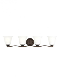 Emmons traditional 4-light LED indoor dimmable bath vanity wall sconce in bronze finish with satin e (38|4439004EN3-710)