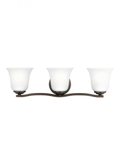 Emmons traditional 3-light indoor dimmable bath vanity wall sconce in bronze finish with satin etche (38|4439003-710)