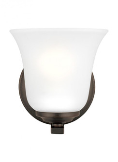 Emmons traditional 1-light LED indoor dimmable bath vanity wall sconce in bronze finish with satin e (38|4139001EN3-710)