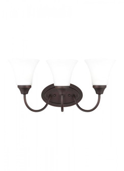 Holman traditional 3-light LED indoor dimmable bath vanity wall sconce in bronze finish with satin e (38|44807EN3-710)